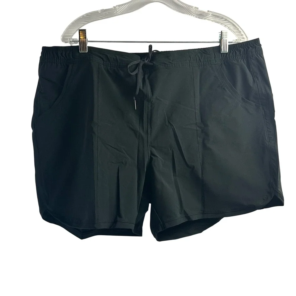 Lands‎ End Sport Womens Black Swim Shorts Plus Size 18 Boardshorts 468778